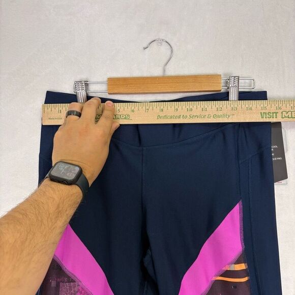 New Under Amour Navy Blue with Bright Purple & Maroon Patterned Capri Leggings S - Picture 8 of 11